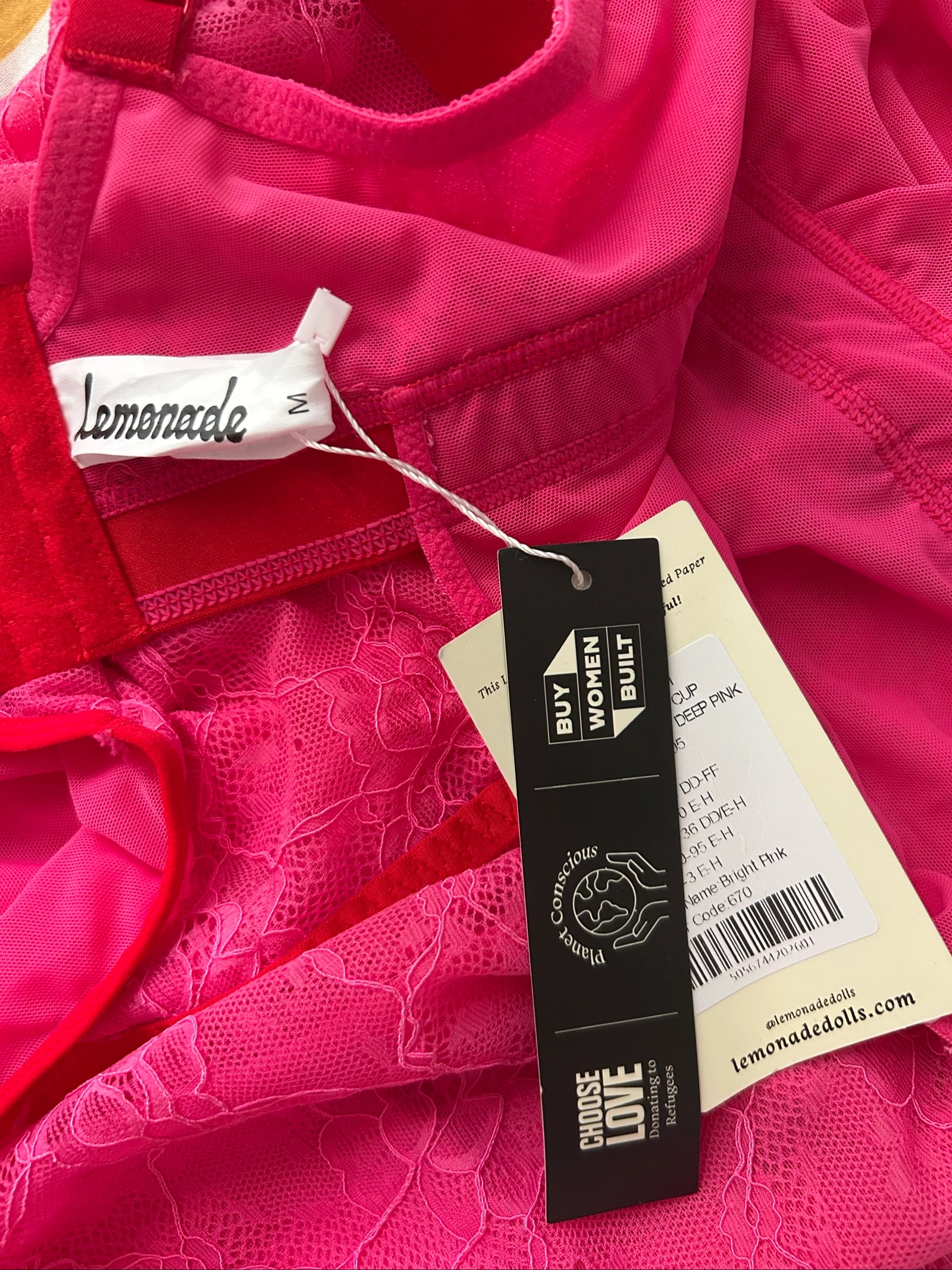 Body de encaje rosa fuchsia Lemonade Dolls – NUEVO con etiqueta – Talla M (Copa Fuller) – photo 8